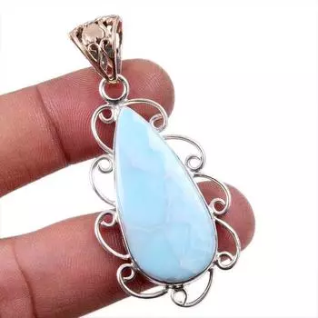 Natural Republic Larimar Gemstone 925 Solid Sterling Silver Pendant 2.5 h1G09