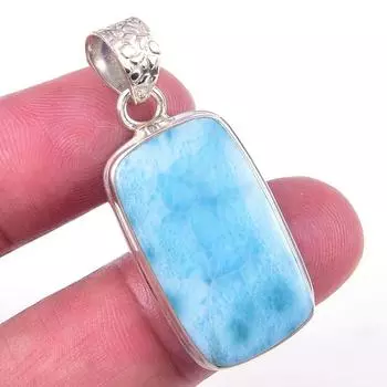 Natural Republic Larimar Gemstone 925 Solid Sterling Silver Pendant 1.50 Y9S53