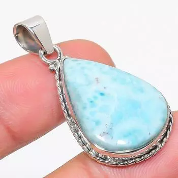 Natural Republic Larimar Gemstone 925 Solid Sterling Silver Pendant 1.75 c7T92