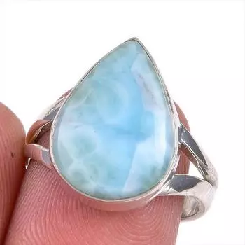 Natural Republic Larimar Gemstone 925 Solid Sterling Silver Gift Ring S.7 y8O51