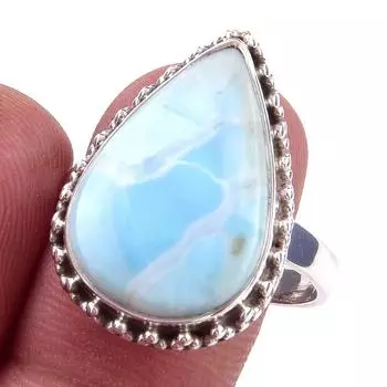 Natural Republic Larimar Gemstone 925 Solid Sterling Silver Gift Ring S.9 q5R20
