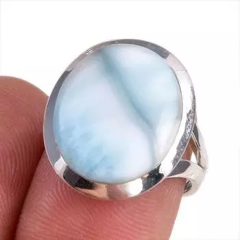 Natural Republic Larimar Gemstone 925 Solid Sterling Silver Gift Ring S.8 N1d20