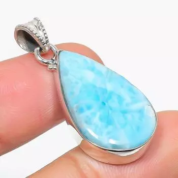 Natural Republic Larimar Gemstone 925 Solid Sterling Silver Pendant 1.75 a2t95