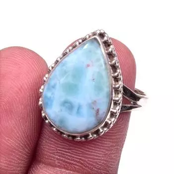 Natural Republic Larimar Gemstone 925 Solid Sterling Silver Gift Ring S.8 Q4c62