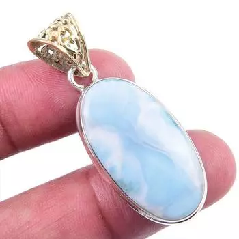 Natural Republic Larimar Gemstone 925 Solid Sterling Silver Pendant 1.75 Y3y70