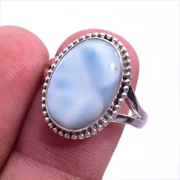 Natural Republic Larimar Gemstone 925 Solid Sterling Silver Gift Ring S.9 Q2F40