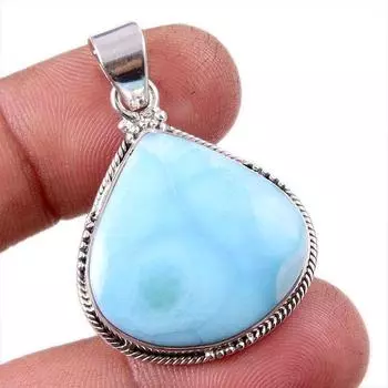 Natural Republic Larimar Gemstone 925 Solid Sterling Silver Pendant 1.5 y8u35