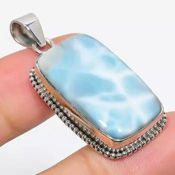 Natural Republic Larimar Gemstone 925 Solid Sterling Silver Pendant 1.75 I6Y99