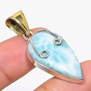 Natural Republic Larimar Gemstone 925 Solid Sterling Silver Pendant 1.75 J9M34