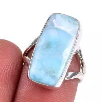 Natural Republic Larimar Gemstone 925 Solid Sterling Silver Gift Ring S.6 H4y71