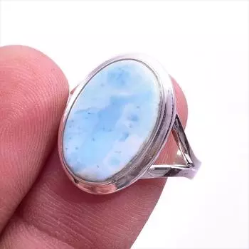 Natural Republic Larimar Gemstone 925 Solid Sterling Silver Gift Ring S.9 h8e25