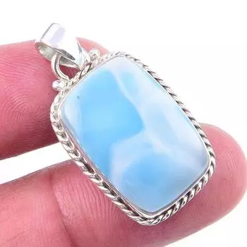 Natural Republic Larimar Gemstone 925 Solid Sterling Silver Pendant 1.25 p3T26
