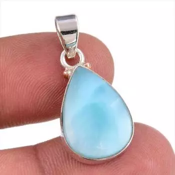 Natural Republic Larimar Gemstone 925 Solid Sterling Silver Pendant 1.25 l2t44