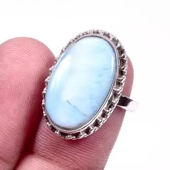 Natural Republic Larimar Gemstone 925 Solid Sterling Silver Gift Ring S.7 F4D88
