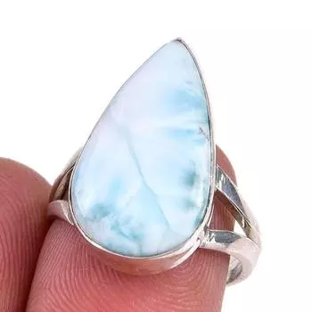 Natural Republic Larimar Gemstone 925 Solid Sterling Silver Gift Ring S.7 z1Y41