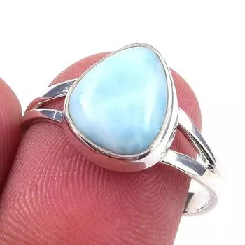 Natural Republic Larimar Gemstone 925 Solid Sterling Silver Gift Ring S.7 k9K92
