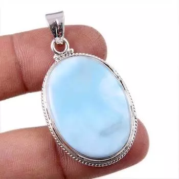 Natural Republic Larimar Gemstone 925 Solid Sterling Silver Pendant 1.75 f0u82