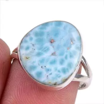 Natural Republic Larimar Gemstone 925 Solid Sterling Silver Gift Ring S.8 K8n14