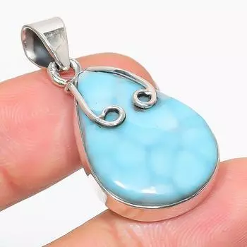 Natural Republic Larimar Gemstone 925 Solid Sterling Silver Pendant 1.75 k9y53