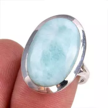 Natural Republic Larimar Gemstone 925 Solid Sterling Silver Gift Ring S.7 T5n50