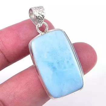 Natural Republic Larimar Gemstone 925 Solid Sterling Silver Pendant 1.75 d4e66