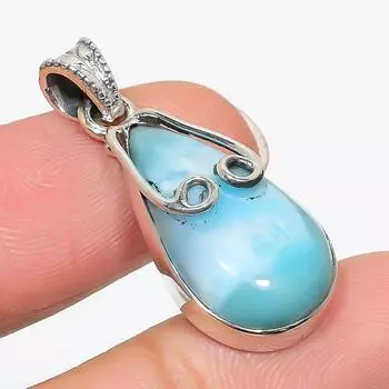 Natural Republic Larimar Gemstone 925 Solid Sterling Silver Pendant 1.50 G0a63