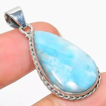 Natural Republic Larimar Gemstone 925 Solid Sterling Silver Pendant 1.75 K8Y34