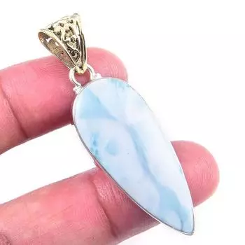 Natural Republic Larimar Gemstone 925 Solid Sterling Silver Pendant 2.25 j7p10