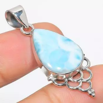 Natural Republic Larimar Gemstone 925 Solid Sterling Silver Pendant 1.75 u1M68