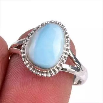 Natural Republic Larimar Gemstone 925 Solid Sterling Silver Gift Ring S.9 Y4i21