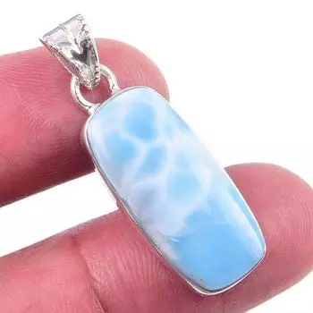 Natural Republic Larimar Gemstone 925 Solid Sterling Silver Pendant 1.25 N2z94