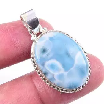 Natural Republic Larimar Gemstone 925 Solid Sterling Silver Pendant 1.50 h3n31