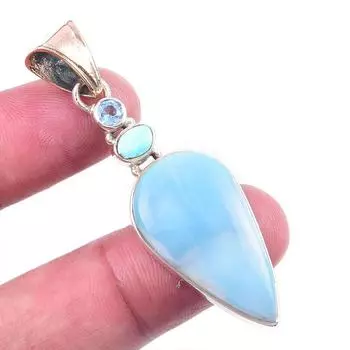 Natural Republic Larimar Gemstone 925 Solid Sterling Silver Pendant 2.25 n4e47
