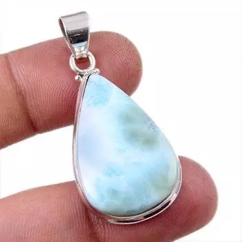 Natural Republic Larimar Gemstone 925 Solid Sterling Silver Pendant 1.75 v4S07