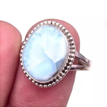 Natural Republic Larimar Gemstone 925 Solid Sterling Silver Gift Ring S.9 z4E20