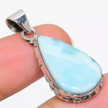 Natural Republic Larimar Gemstone 925 Solid Sterling Silver Pendant 1.75 Y5h41
