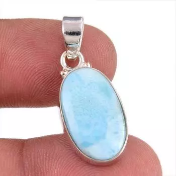 Natural Republic Larimar Gemstone 925 Solid Sterling Silver Pendant 1.25 B7N01