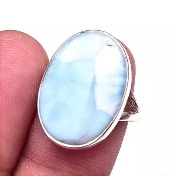 Natural Republic Larimar Gemstone 925 Solid Sterling Silver Gift Ring S.8 E8u22