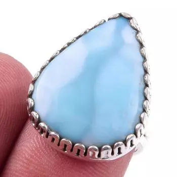 Natural Republic Larimar Gemstone 925 Solid Sterling Silver Gift Ring S.6 K2f18