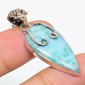 Natural Republic Larimar Gemstone 925 Solid Sterling Silver Pendant 1.75 S9Z49