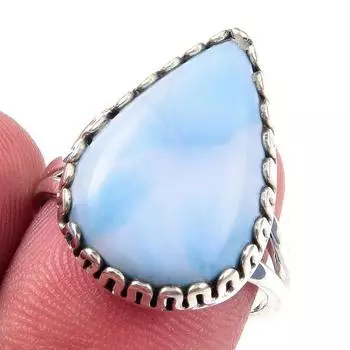 Natural Republic Larimar Gemstone 925 Solid Sterling Silver Gift Ring S.7 M9B62