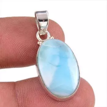 Natural Republic Larimar Gemstone 925 Solid Sterling Silver Pendant 1.25 l0p59