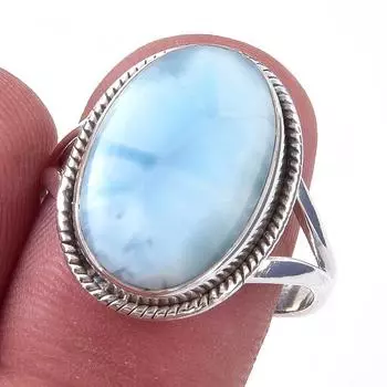 Natural Republic Larimar Gemstone 925 Solid Sterling Silver Gift Ring S.9 B2o64
