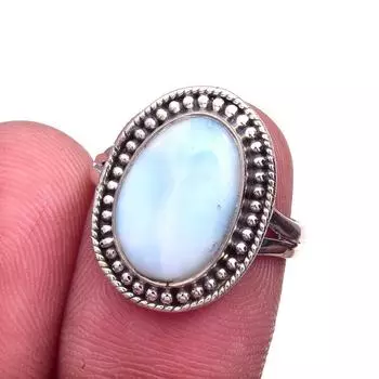 Natural Republic Larimar Gemstone 925 Solid Sterling Silver Gift Ring S.6 P0o67
