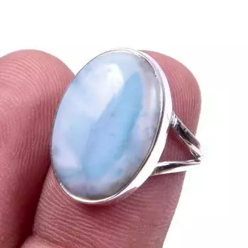 Natural Republic Larimar Gemstone 925 Solid Sterling Silver Gift Ring S.6 Q5W79