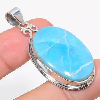 Natural Republic Larimar Gemstone 925 Solid Sterling Silver Gift Pendant 2 Q3l02