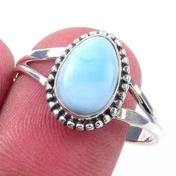Natural Republic Larimar Gemstone 925 Solid Sterling Silver Gift Ring S.9 O5s87