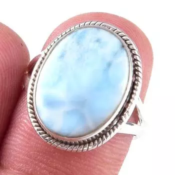 Natural Republic Larimar Gemstone 925 Solid Sterling Silver Gift Ring S.7 J8O58