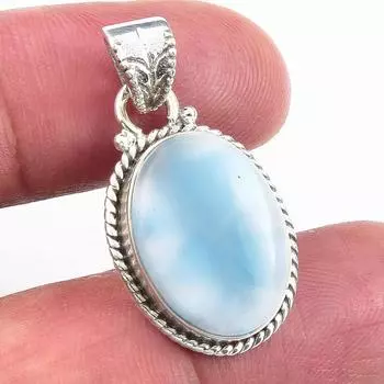 Natural Republic Larimar Gemstone 925 Solid Sterling Silver Pendant 1.25 r7N23