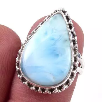 Natural Republic Larimar Gemstone 925 Solid Sterling Silver Gift Ring S.6 L4R59